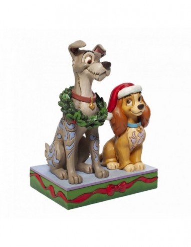 FIGURA ENESCO DISNEY LA DAMA Y EL VAGABUNDO VERSION NAVIDEÑA