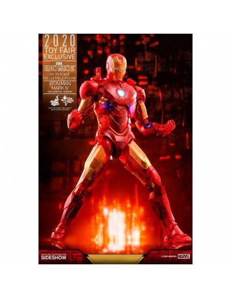 HOT TOYS MARVEL AVENGERS VENGADORES IRON MAN 2 MM 1 6 IRON MAN MARK IV VERSION HOLOGRAFICA 2020 TOY FAIR EXCLUSIVO 30 CM
