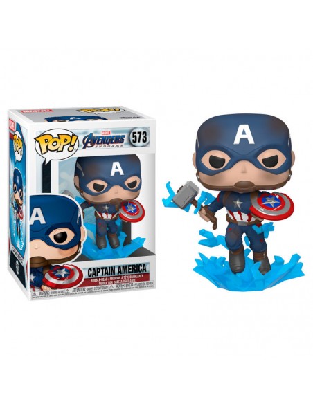 FUNKO POP MARVEL LOS VENGADORES ENDGAME CAPITAN AMERICA CON ESCUDO ROTO & MJOLNIR