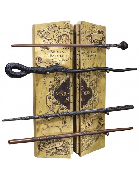 RÉPLICA THE NOBLE COLLECTION MAPA DEL MERODEADOR COLECCION 4 VARITAS EN EXPOSITOR HARRY POTTER
