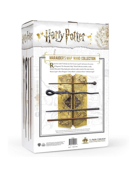 RÉPLICA THE NOBLE COLLECTION MAPA DEL MERODEADOR COLECCION 4 VARITAS EN EXPOSITOR HARRY POTTER