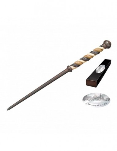 REPLICA THE NOBLE COLLECTION HARRY POTTER ALECTO CARROW VARITA CON CAJA Y PLACA DE IDENTIFICACIÓN