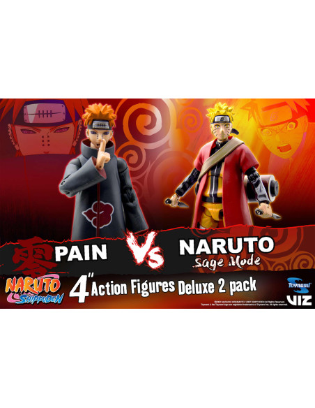 OUTLET PACK 2 FIGURAS TOYNAMI NARUTO NARUTO SAGE MODE VS PAIN EXCLUSIVA