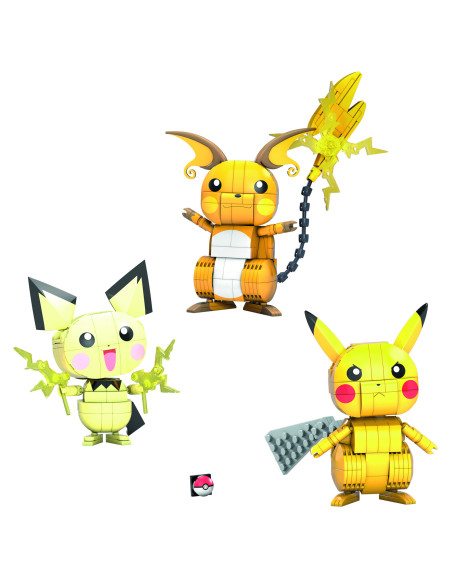 MATTEL MEGA CONSTRUX POKEMON 3 POKEMON PICHU, PIKACHU Y RAICHU