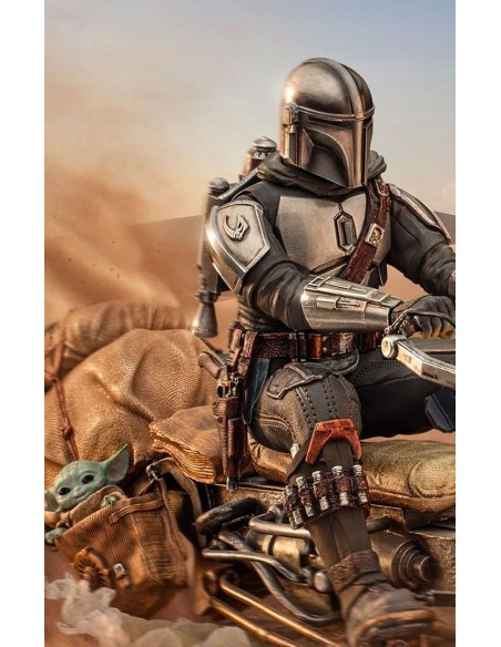 STATUE THE MANDALORIAN ON SPEEDERBIKE - STAR WARS - 1/10 - IRON STUDIOS