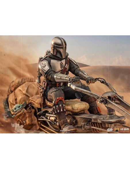 STATUE THE MANDALORIAN ON SPEEDERBIKE - STAR WARS - 1/10 - IRON STUDIOS