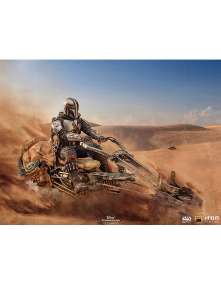 STATUE THE MANDALORIAN ON SPEEDERBIKE - STAR WARS - 1/10 - IRON STUDIOS