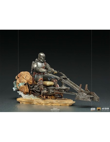 STATUE THE MANDALORIAN ON SPEEDERBIKE - STAR WARS - 1/10 - IRON STUDIOS