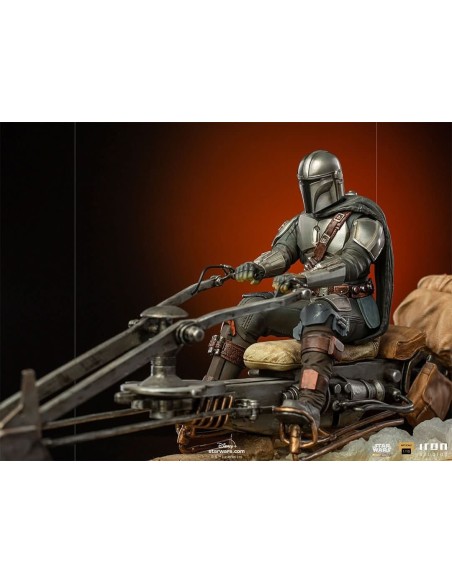STATUE THE MANDALORIAN ON SPEEDERBIKE - STAR WARS - 1/10 - IRON STUDIOS
